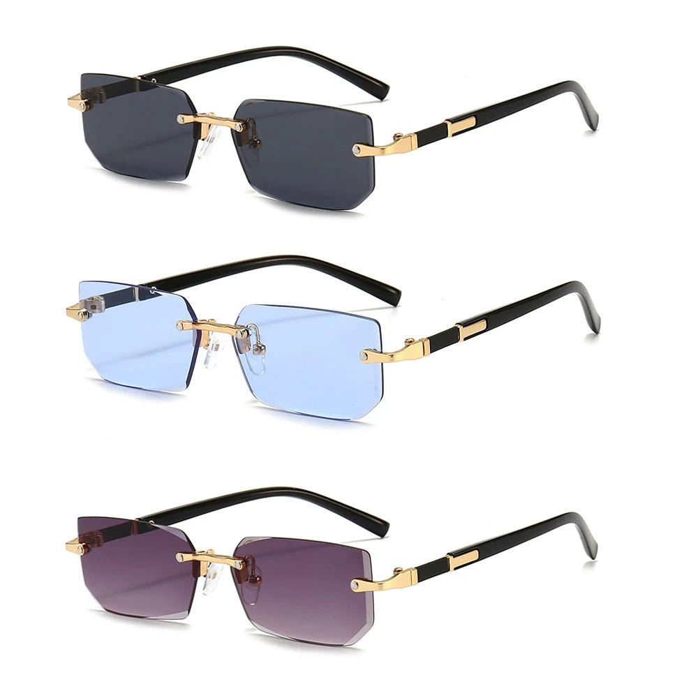 Lunettes de soleil rectangulaires Premium UV400 Noir Bleu Gradient Purple